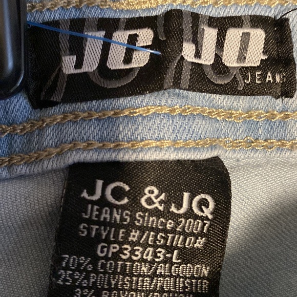 JC JQ Light Blue High Waist Stretchy Flared Bottom Denim Destroyed Jeans NEW - Picture 12 of 15